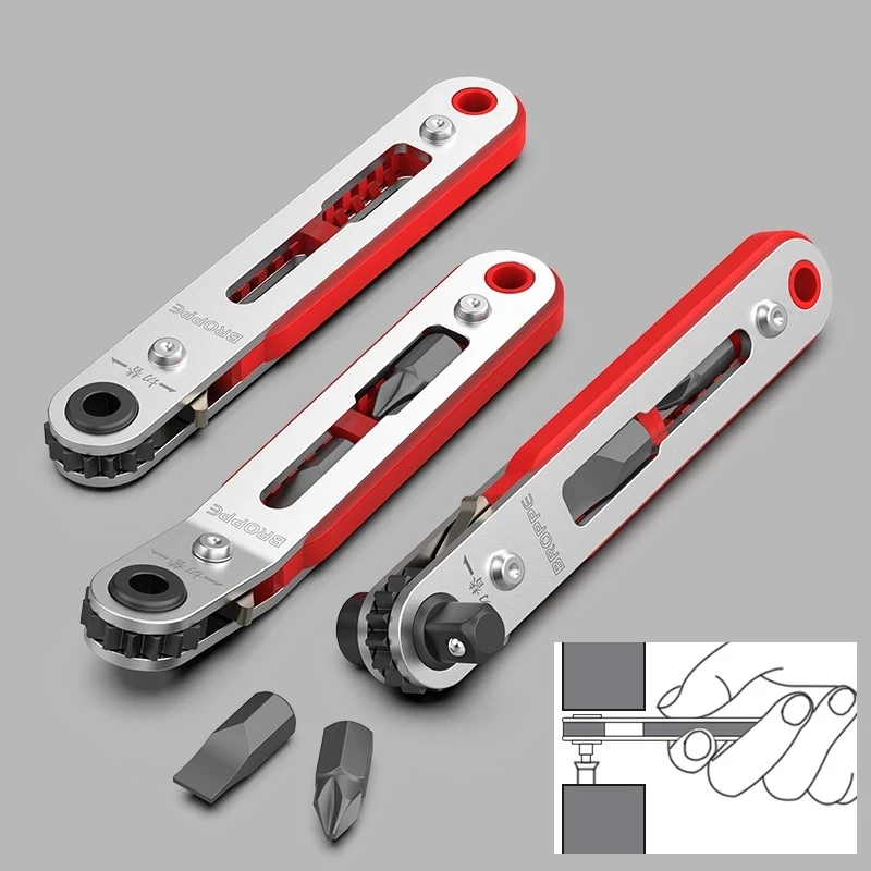 

Mini Magnetic Screwdriver Ratchet Wrench Right Angle 1/4" Hex Shank for Narrow Space DIY Professional Hand Tool