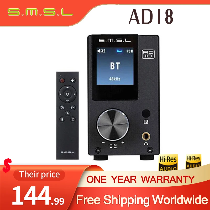 

Усилитель мощности, SMSL AD18, 80W2, Bluetooth, 4,2, Hi-Fi, USB, DSP