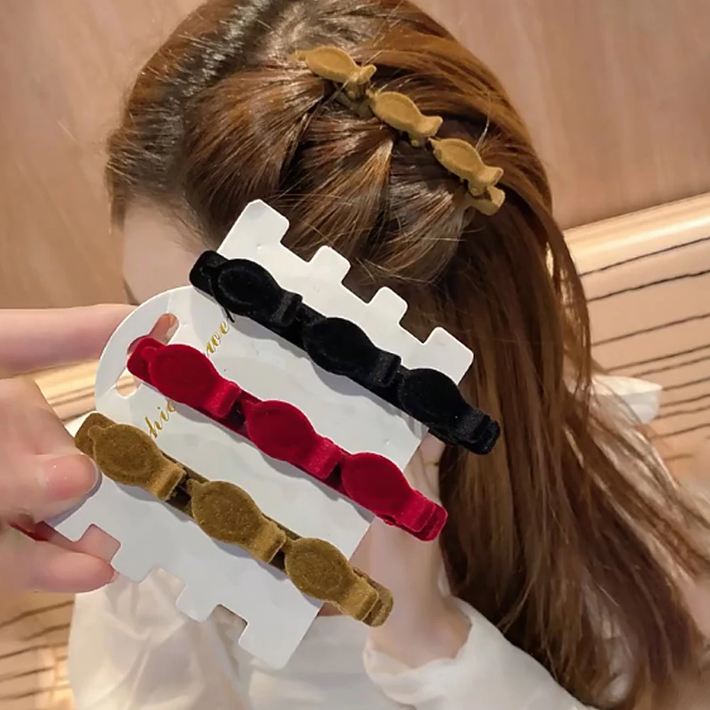 

Braid Flocked Bangs Hair Clip Black Headwear Women Cute Barrettes Hairgrip Hair Style Fashion Hairpins Hair Accessories