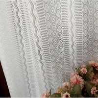 beautiful korean lace screen curtains for living room vertical strip white hollow semi shading tulle yarn for balconyvt