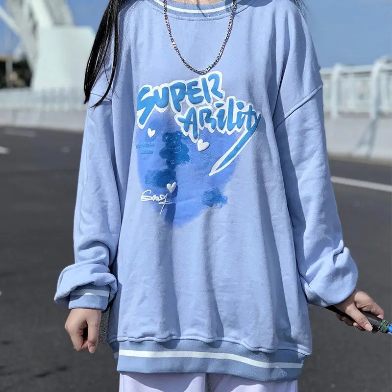 

Женский свитшот с длинным рукавом, в стиле хип-хоп