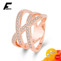 women rings 925 silver jewelry geometric zircon gemstone rose gold color finger ring for wedding engagement party accessories