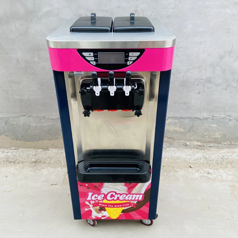 

Food Grade Stainless Steel Commercial Soft Ice Cream Maker 3 Flavors Milk Tea Shop Cafe Commercial Ice Cream Maker