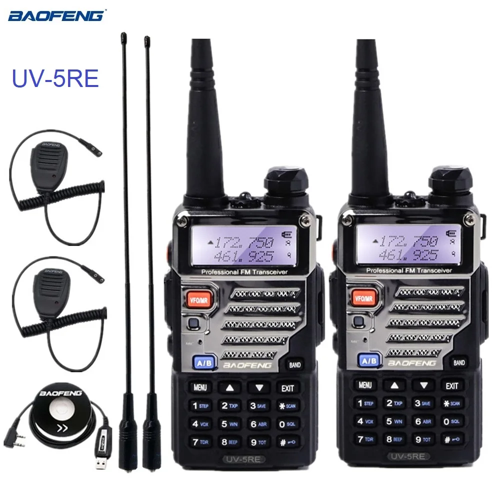 

2pcs Baofeng Walkie Talkie UV-5RE Ham Radio Station UHF VHF Two Way Radio Scanner hf Transceiver Updated UV-5R Plus Talki Walki