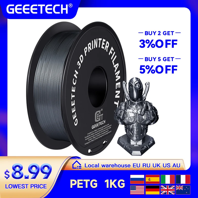 

GEEETECH 1kg 1.75mm PETG 3D Printer Filament Vacuum Packaging Overseas Warehouses Fast Ship