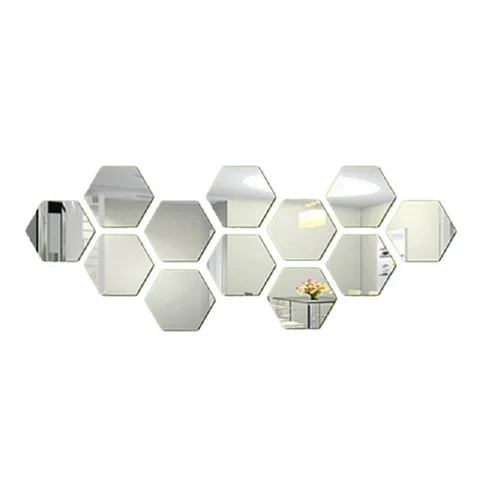 6/12pcs 3d miroir mural autocollant hexagone décalage intérieur décoration diy auto-adhésive décoration autocollants art décoration murale 126 mm grand