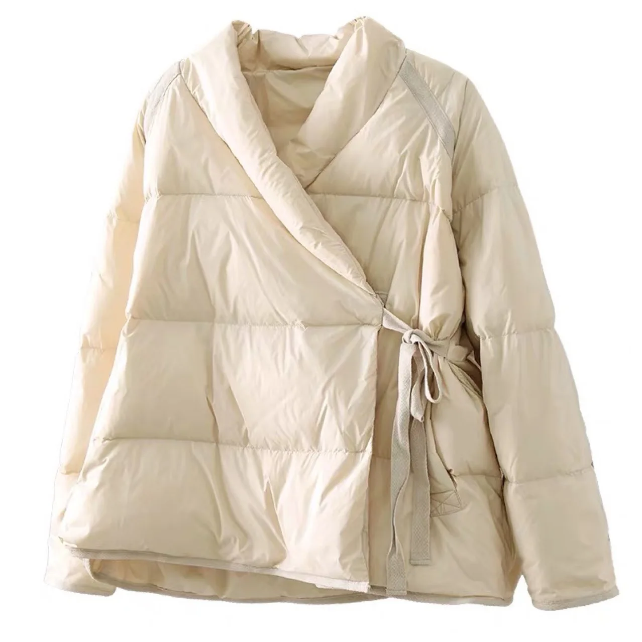 Retro Literary New Oblique Lapel Light Down Jacket Female Winter Short Loose Bread Clothes Jacket