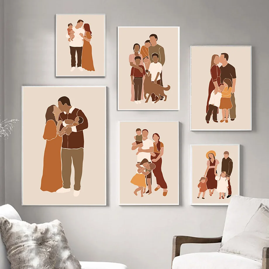 

Постеры в скандинавском стиле для матери, отца, ребенка, девочки, мальчика, семьи, детской комнаты, спальни, детской комнаты, Декор, кавайный Декор для комнаты