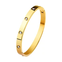new design zircon round single circle bangles for women titanium steel luxury jewelry ladies armband gifts