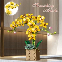 building block orchid diy phalaenopsis bouquet potted creative immortal flower model decor childrens building toy birthday gift