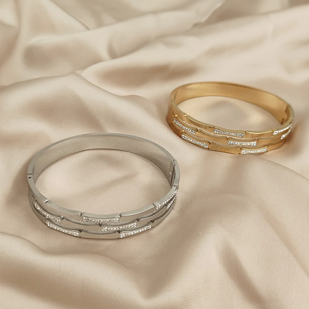 Оригинальный дизайн браслет из нержавеющей стали с золотым покрытием и водяным