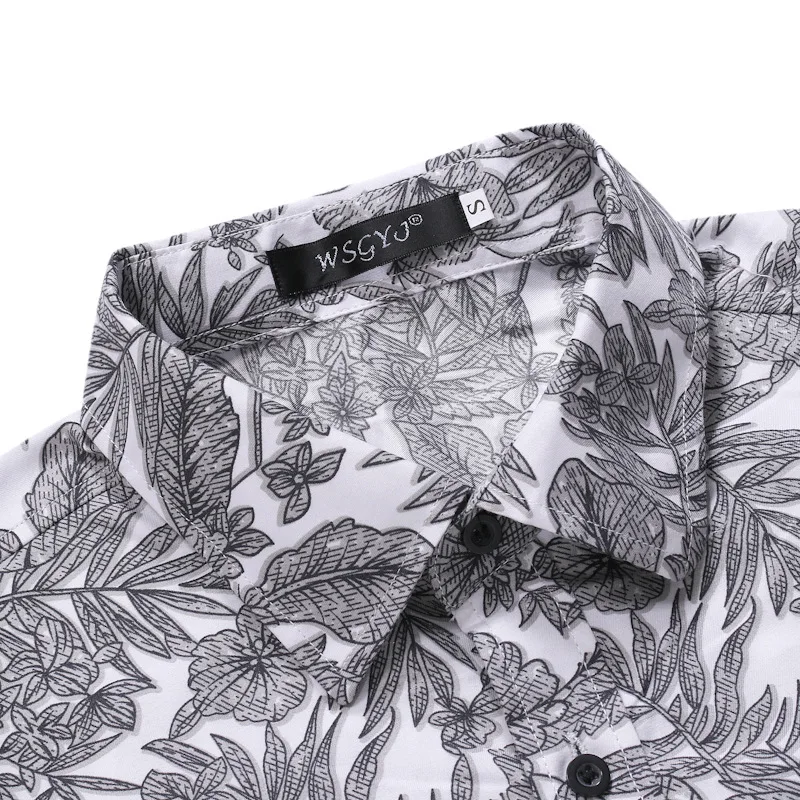 Mattswag Mens Spring Autumn Long Sleeve T Shirts Brand New Flower Printed Breathable Men's Clothing Casual Fashion Camisa Hombre
