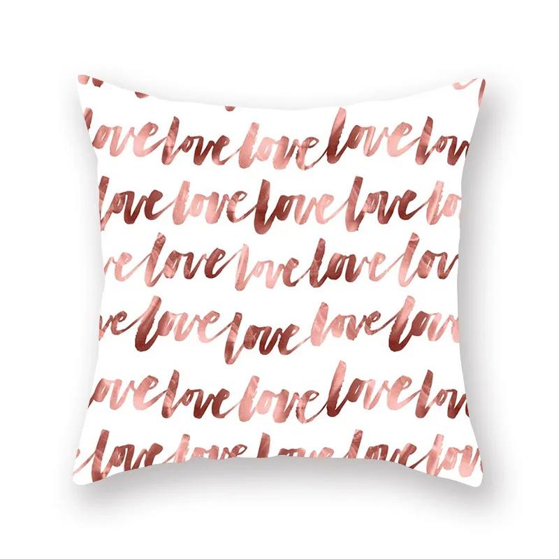 

2023 Fashion Pink Letters Rose Gold Powder Peach Skin Pillowcase Sofa Cushion Household Goods