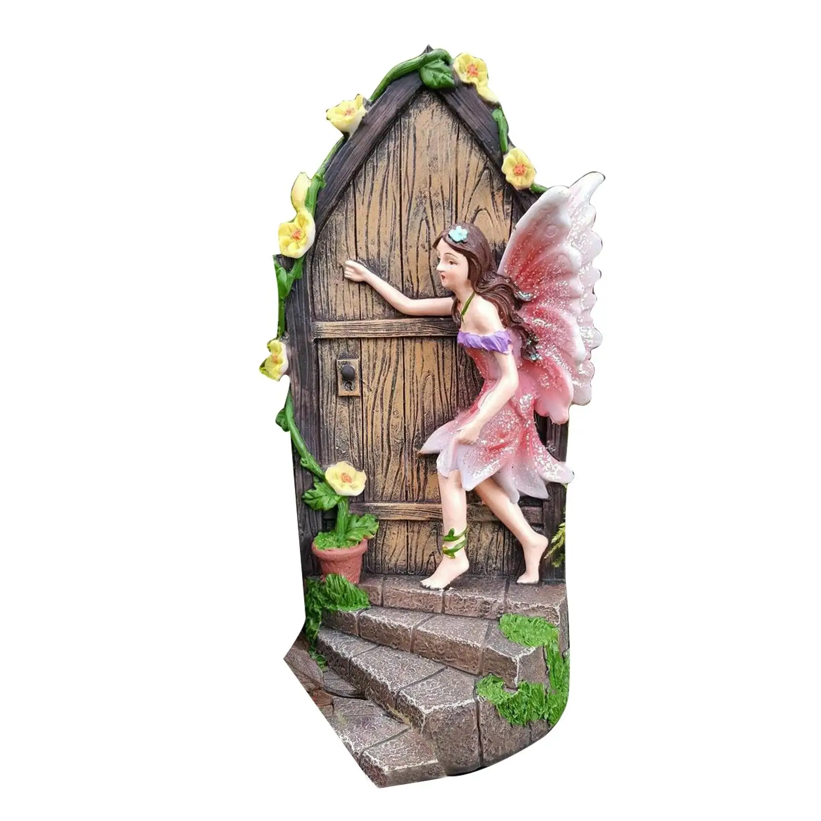 

Miniature Door Statue Decor Resin Fairy Knocking On the