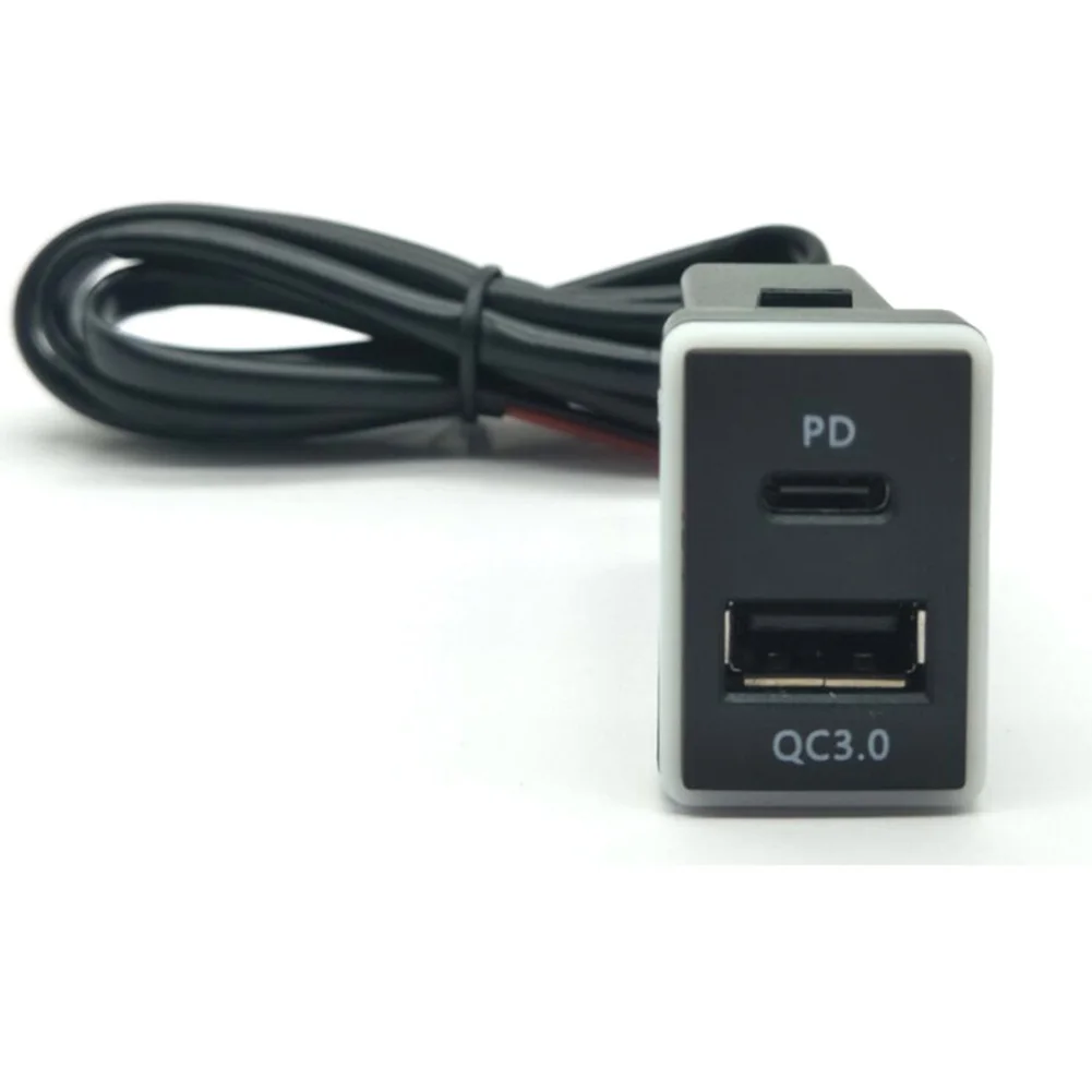 

Parts Car Charger USB+Type-C 5-20V Accessories Dual USB Fast Charging For Toyota Output For Toyota Prado 150 2010-19