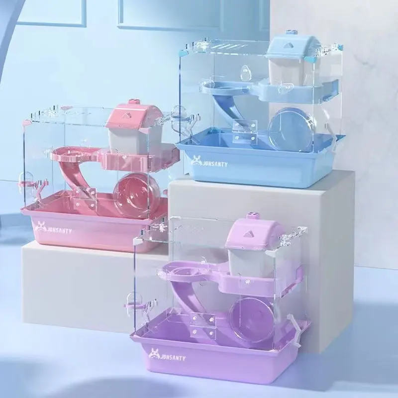 

Прозрачная двойная клетка для кормления домашних животных, коробочка из акрила для морских животных, подходит для виллы, хомяка