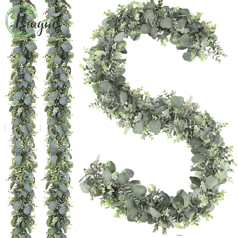 

6' Artificial Eucalyptus Garland Faux Eucalyptus Leaves Vines Fake Plant Silk Rattan for Wedding Backdrop Arch Home Room Decor