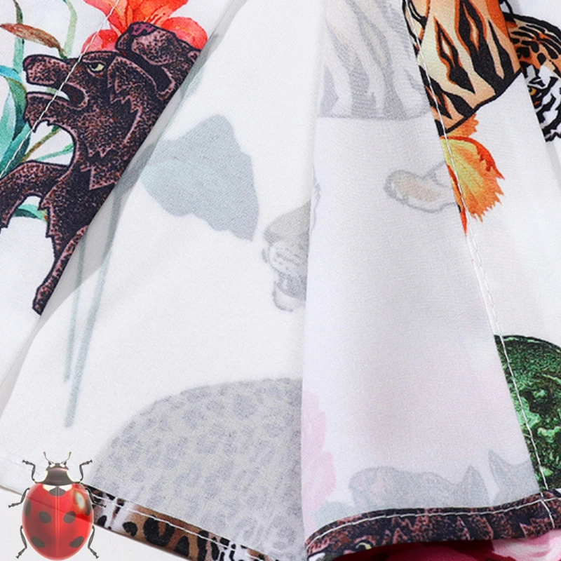 Best Quality Tiger Leopard Flower Print Men Women Casual Hawaii Short Shirt