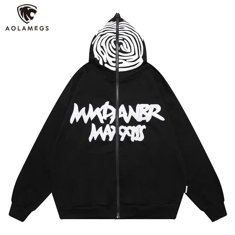 

Harajuku Крутая толстовка с капюшоном на молнии с надписями и граффити для мужчин, осенняя Новинка, модные толстовки с передним карманом для пары, большие размеры