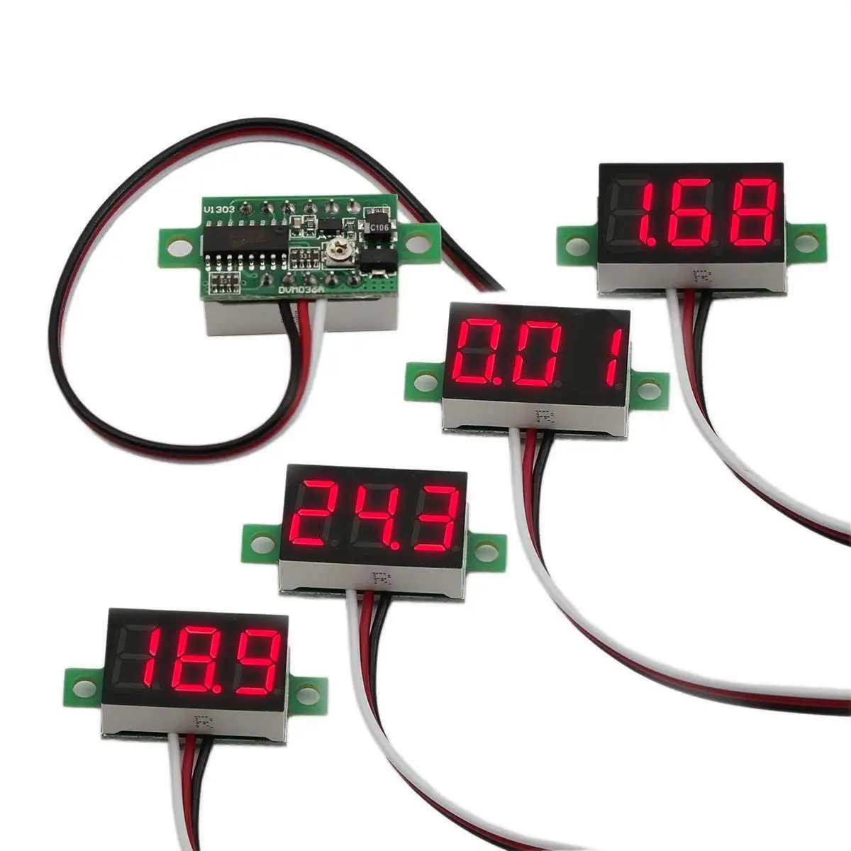 

3 Wire 0.36" DC 0~30V Digital Voltmeter Gauge Tester Mount Car Motorcycle Battery Monitor Volt Voltage Meter LED Display Panel