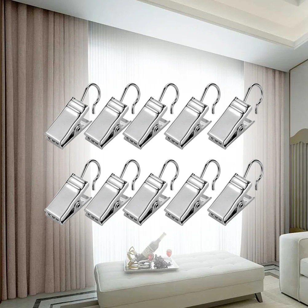 

120 Pcs Curtain Clips Adhesive Hooks White Curtain Rings with Clips Curtain Tie Back Hook