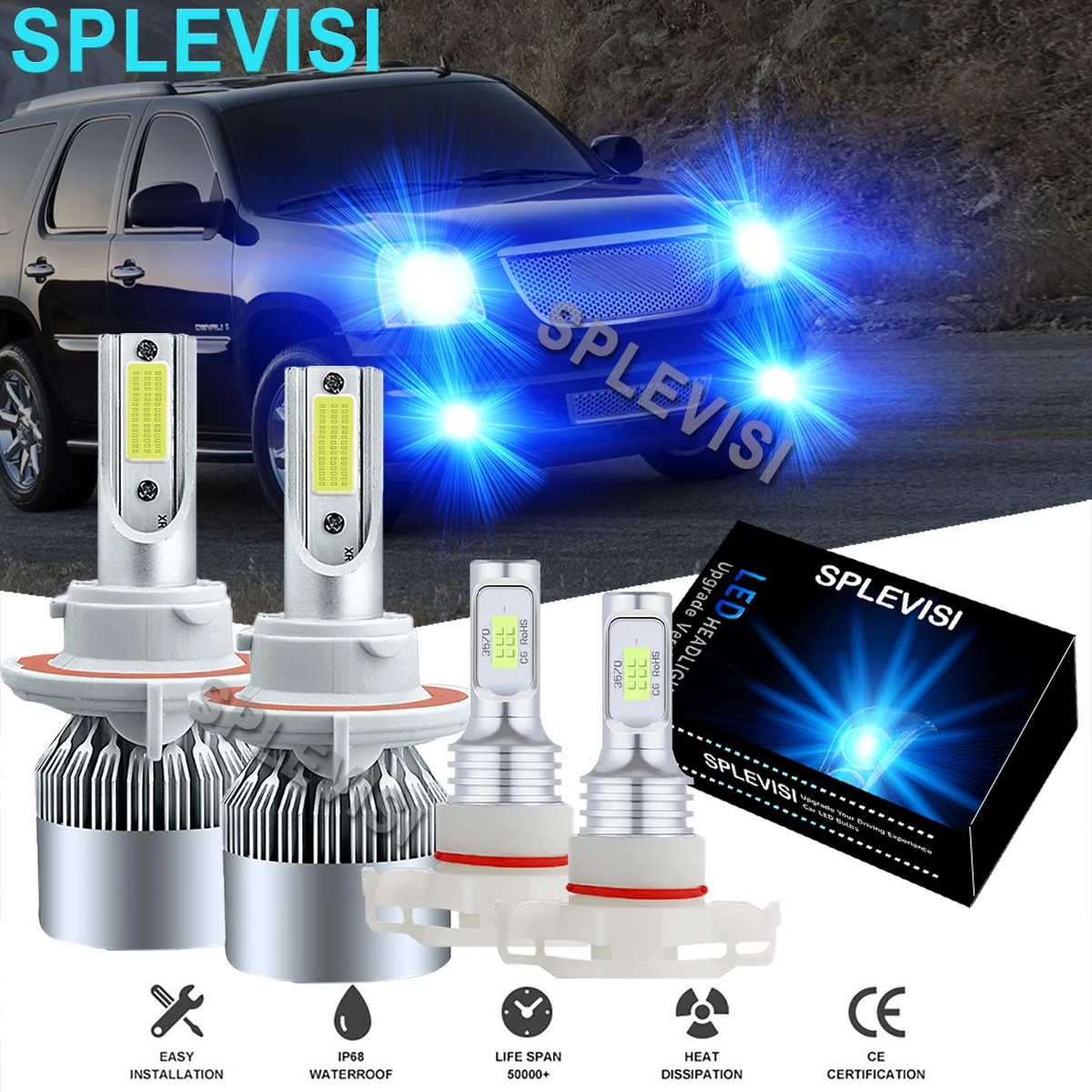 

Ice Blue LED Car Headlight Fog Light Bulbs 8000K Fit For GMC Yukon 2007-2014 Ford Explorer Sport Trac Adrenalin 2008-2010