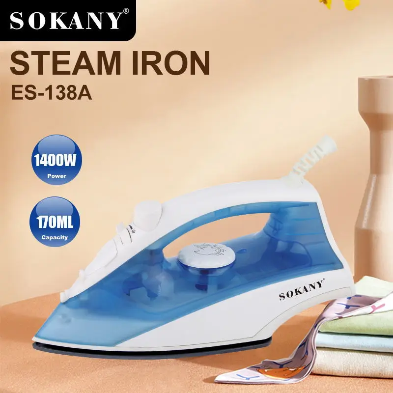 

Steam Iron for Clothes 1400 Watts Ironing, Fabric Steamer, Garment Steamer, Precision Tip, Powerful Steam 170ml Water Tank