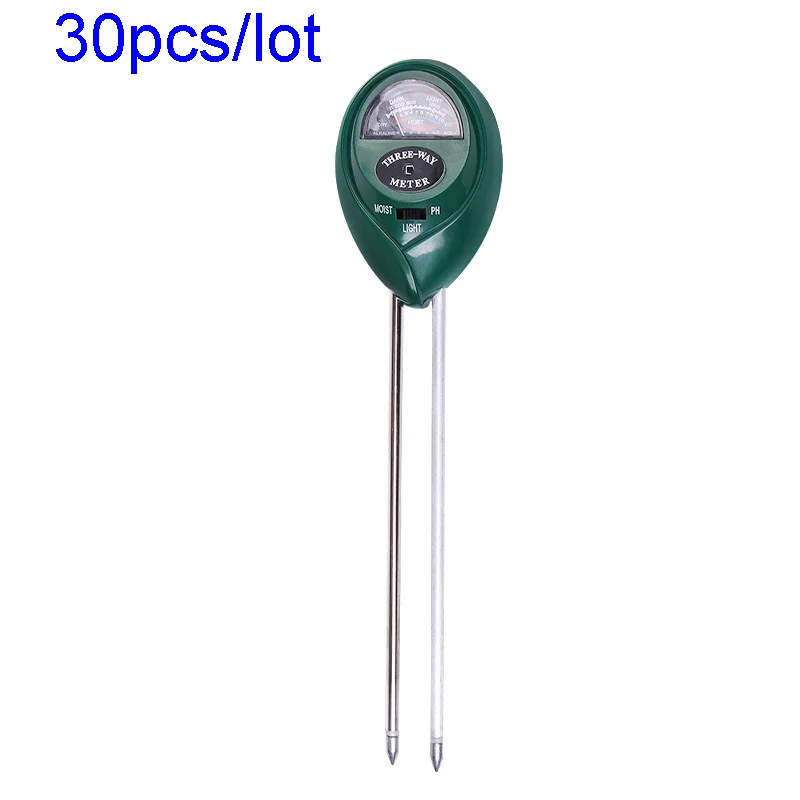

30Pcs/lot 3 in1 Moisture Sunlight PH Meter Soil Water Acidity Humidity Light PH Test Garden Plants Flowers Moist Tester Testing