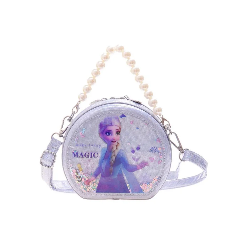 Disney Girl's Bag Frozen Shoulder Bag with Strap Pearl Handle Waterproof Portable Large Capacity Tote for Children's Birthday