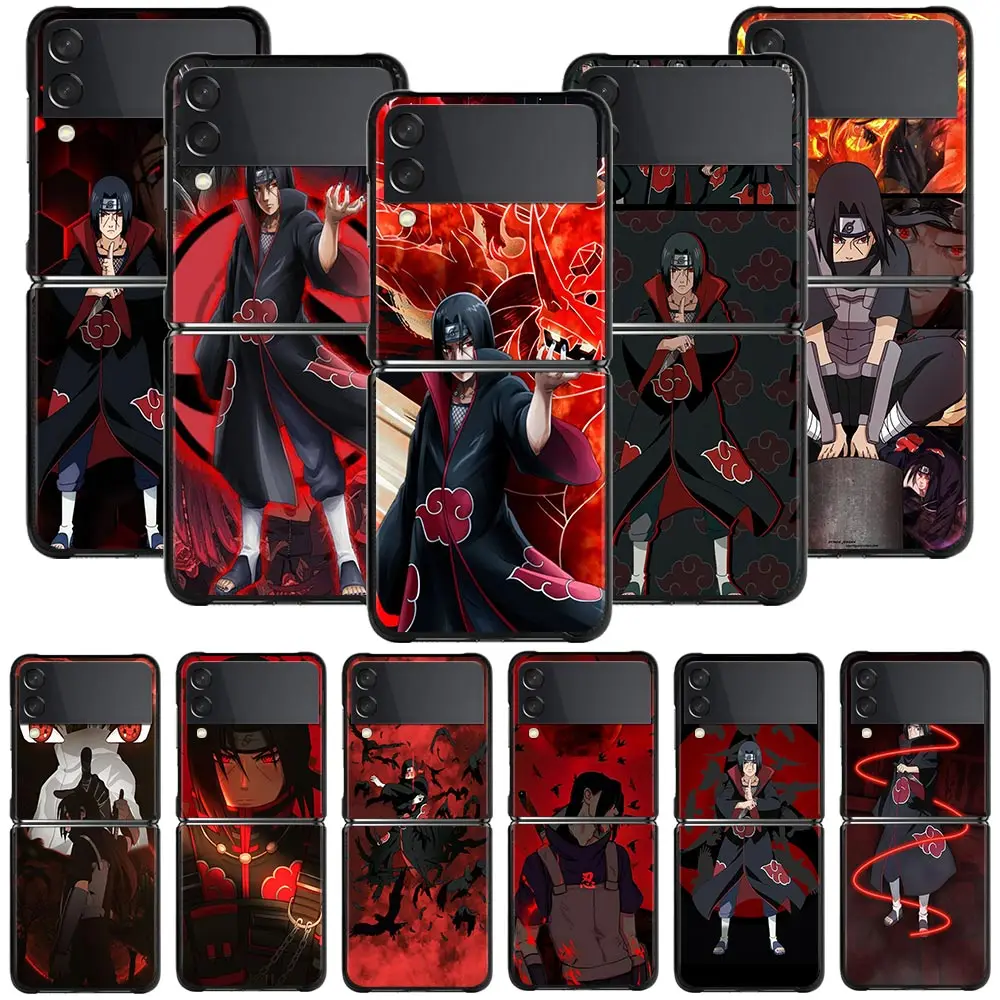 

Phone Case For Samsung Galaxy Z Flip3 Cover for Samsung ZFlip 3 z flip 5G ZF3 Hard PC Coque Naruto Red Uchiha Sasuke