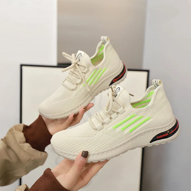 

Новинка, Весенняя цветная дышащая женская спортивная повседневная обувь на плоской подошве с круглым носком и низким верхом, обувь для бега