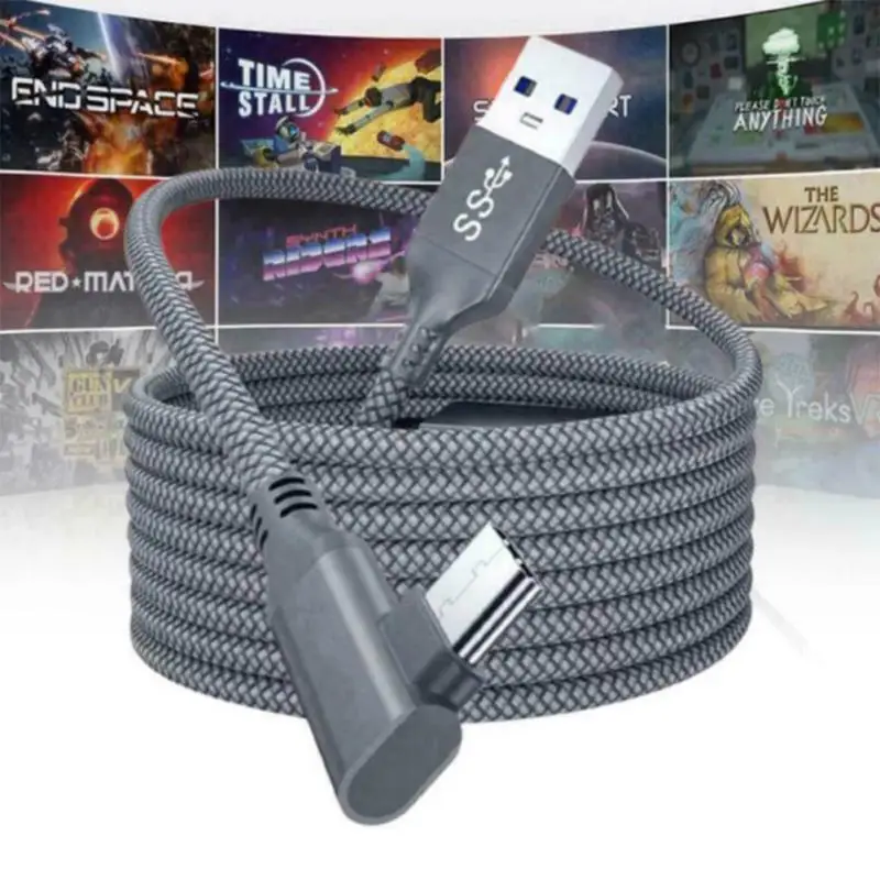 

Зарядный кабель 5 м, кабель передачи данных для Oculus Quest 1/2 Link VR, аксессуары для гарнитуры USB 3,2 2 в 1, шнур типа C к USB A, кабель виртуальной реальнос...