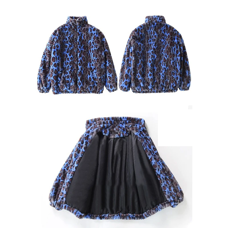 Retro  Leopard Lamb Plush Coat Women's Short Fur Autumn Winter Korean Loose Thickened Wool Coat  faux fur coat   Casual