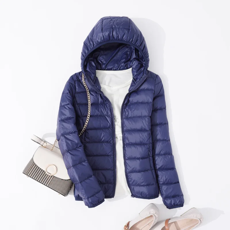 Ultra-light Thin Down Jacket Women 2022 Autumn Long Sleeve Hooded Warm White Duck Down Coat Women Outerwear Puffer Jacket Women