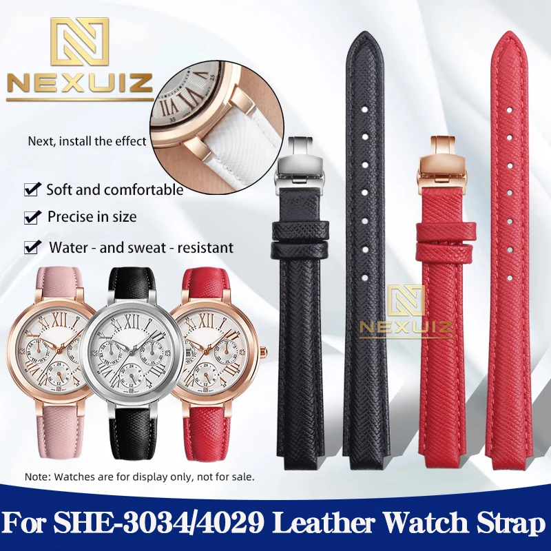 Для Casio SHE-3034/4029 Little Red Watch Series женский кожаный ремешок SHE-3034 мягкий удобный