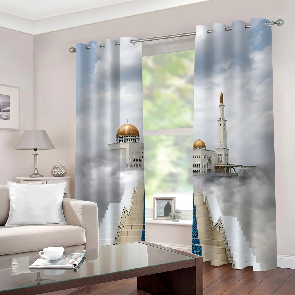 Customized Curtains For Bedroom Castle Architecture Landscape Pattern Blackout Print Thermal Insulated Eyelet Livi