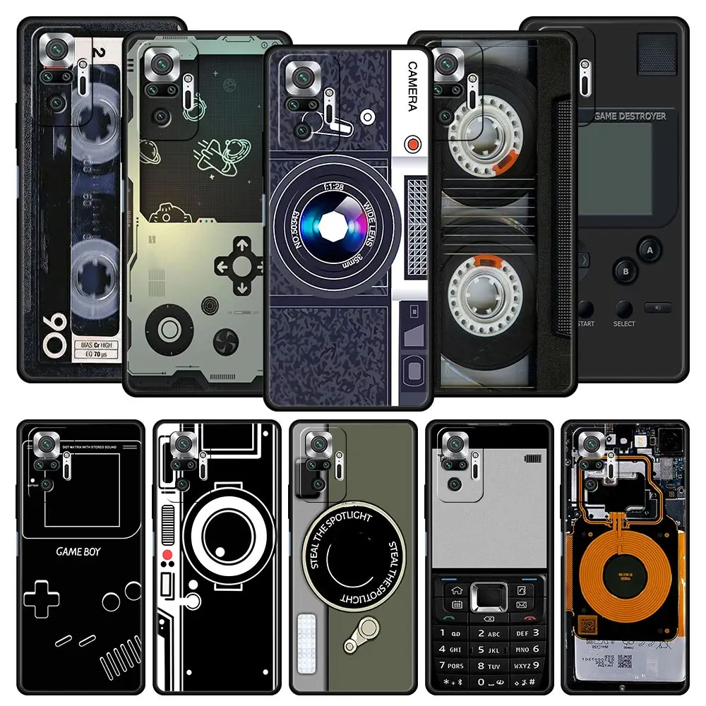 

Phone Case For Xiaomi Redmi Note 12 10 11 9 8 Pro Plus 9S 7 8T 9T 9A 8A 9C K40 Gaming Cover Retro Camera Radio tape Cassette