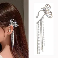 long tassel butterfly clip on earrings for women girls vintage ear cuff bone earring ear clip fashion jewelry accessories gifts