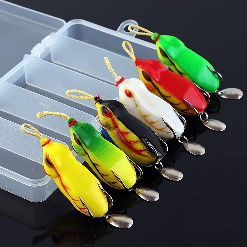 12g 60mm Japan Mould Big Rubber Frog Fishing Lures with Balance Weight Spoon Snakehead Lure Floating Artificial Bait Pe