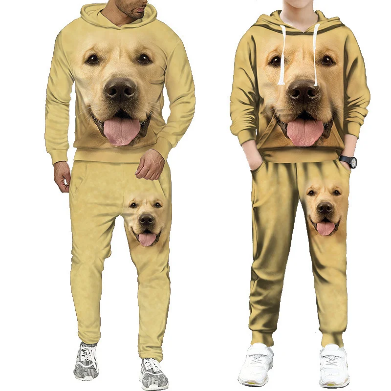 

Family Matching Outfits Cute Dog 3d Printed Hoodie Pants Two Piece Set Men/women Tracksuit Kids Clothes Fashion Hoodie Suit