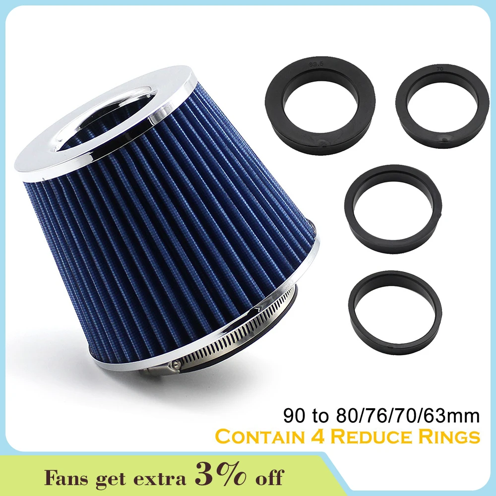 

Car High Flow Air Filter Cold Air Intake Universal Filters 2.5 3" 3.5inch for Sport Racing Car Engine Air Inlet 90 80 76 70 63MM