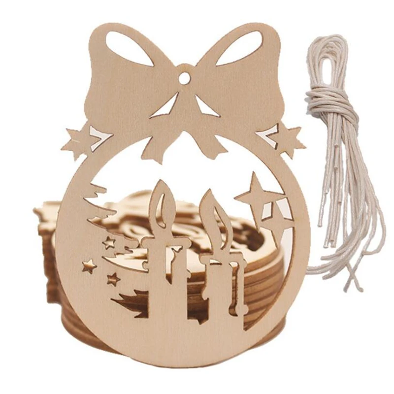 

10 Pcs/Set Christmas Tree Decoration Ornaments Blank Wooden Xmas Angel Children Crafts Hanging Decor