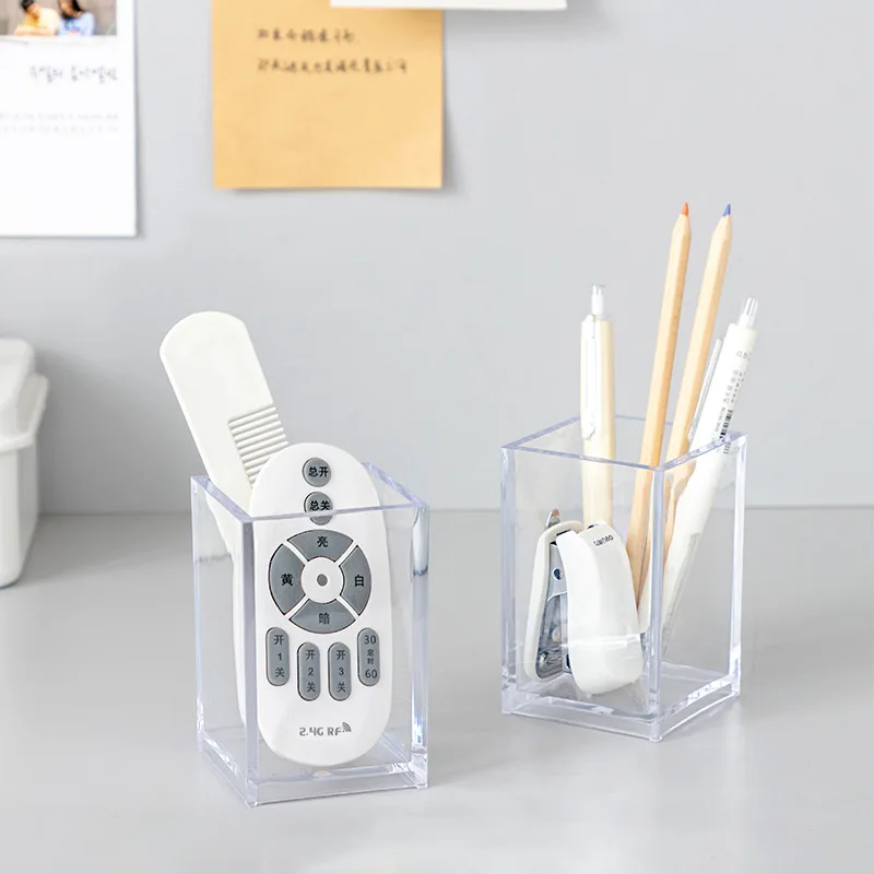 

Clear Acrylic Pen Holder Makeup Brush Holder Desktop Pencil Organizer Acrylic Pencil Cup Stationery Office Organizer Accessory