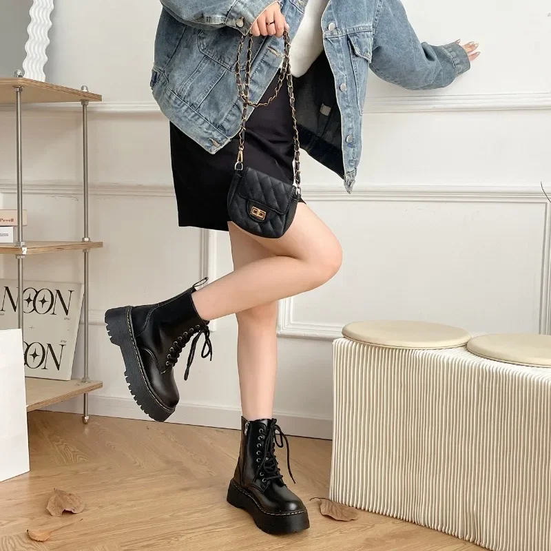 Ботинки женские из натуральной кожи Классические ботинки челси на платформе