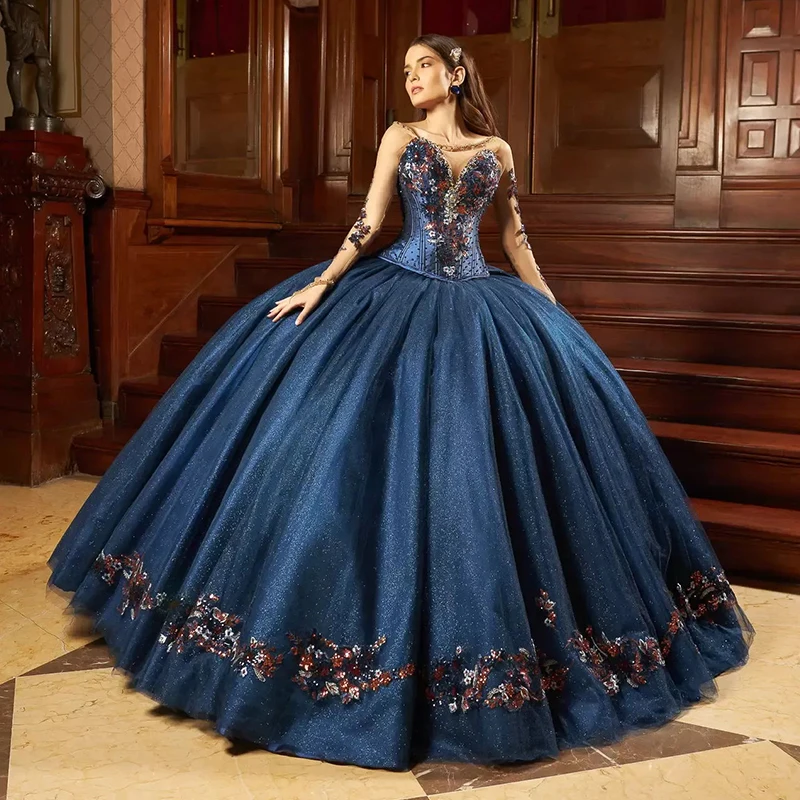 Doymeny женское блестящее бисерное платье Quinceanera с блестками аппликации прозрачные