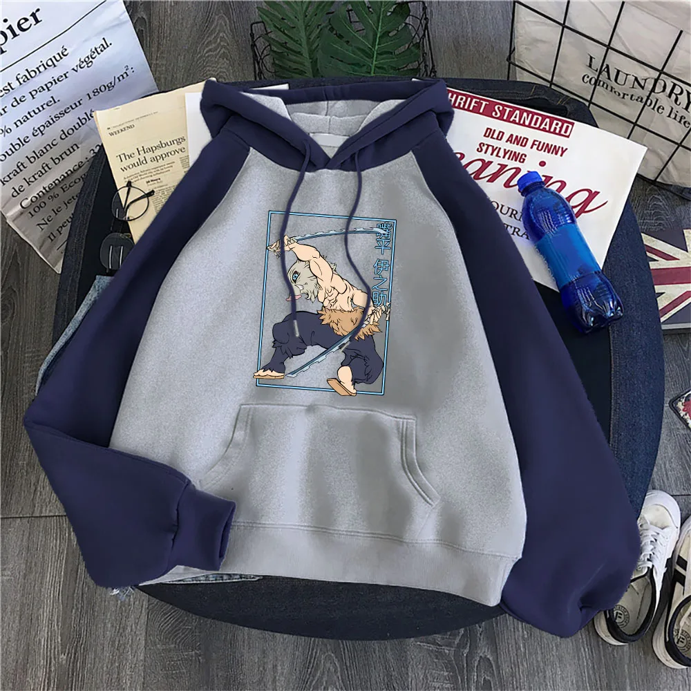 

Demon Slayer Hashibira Inosuke Anime Woman Clothes Japanese Warm Hoodie Street Raglan Pullover Harajuku Fleece Hoody For Female