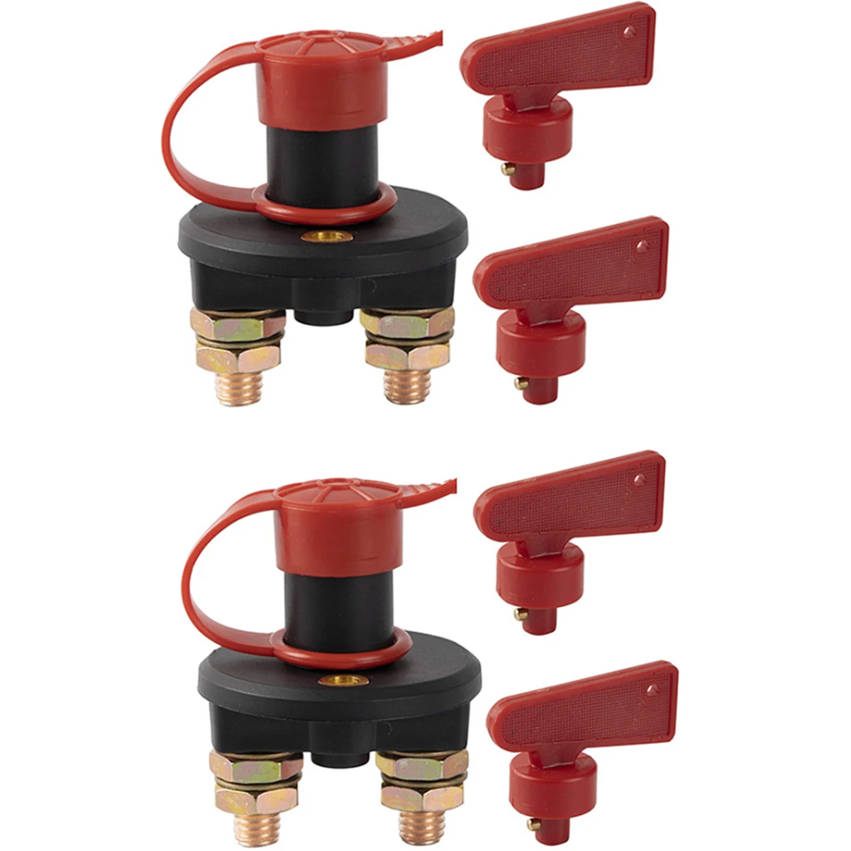 

New 2pcs Battery Disconnect Switch with 4 Key & 2 Waterproof Covers 12-24V Battery Power Cut Off Switch 2-Hole Battery Shut Off