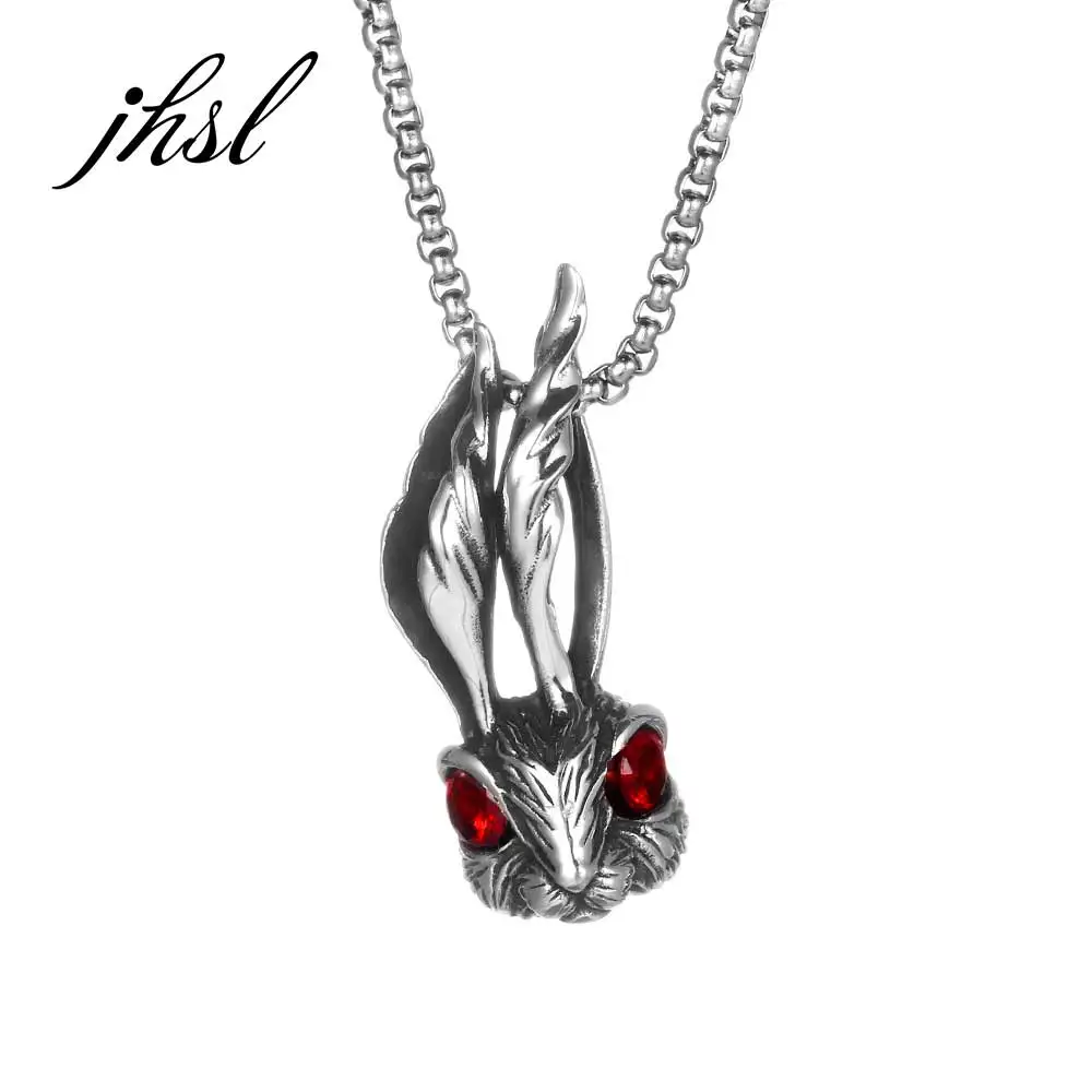 

JHSL Male Men Statement Rabbit Pendant Necklace Stainless Steel Silver Color Fashion Jewelry Dropship New Arrvial 2022