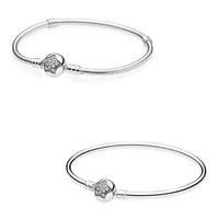 authentic 925 sterling silver moments star clasp with crystal snake chain bracelet bangle fit bead charm diy pandora jewelry
