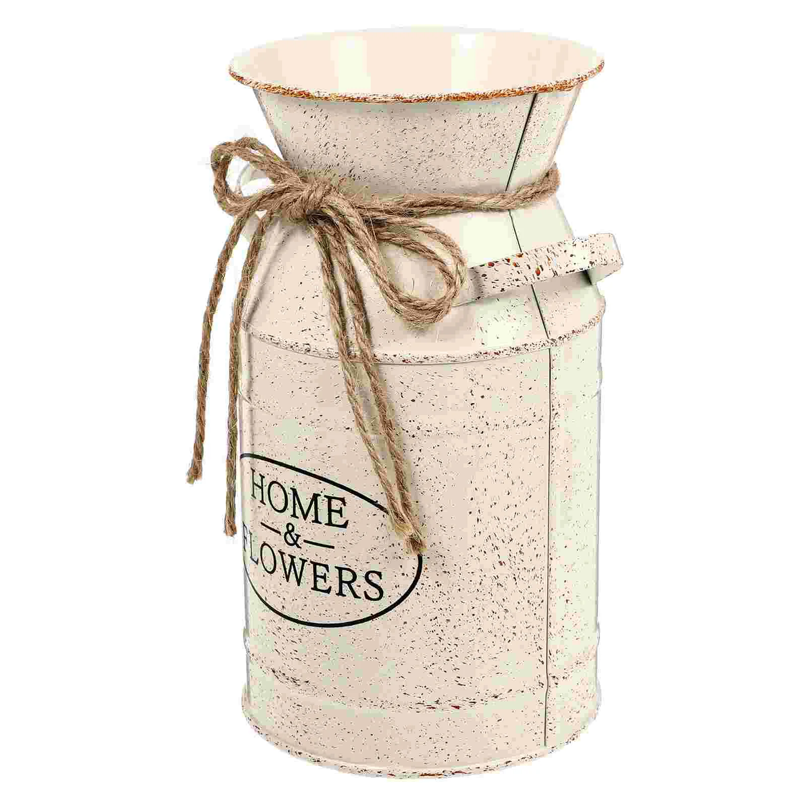 

Vase Flower Bucket Metal Farmhouse Rustic Can Jug Galvanized Pitcher Planter French Vases Vintage Shabby Chic Iron Decorative